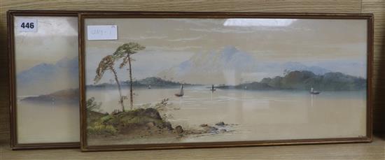 William Earp (1831-1914) pair of watercolours, Loch scenes, signed, 23 x 52cm